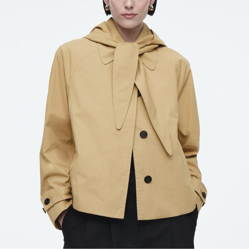 COS detachable hood short trench jacket size 4
